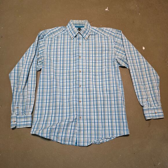 Ariat Pro Series Blue Plaid Long Sleeve Front Pocket Button Up Shirt Size Small - Picture 1 of 5